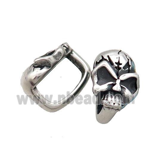 Stainless Steel Skull Beads Large Hole Antique Silver