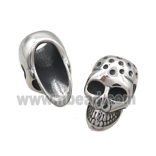 Stainless Steel Skull Beads Large Hole Antique Silver