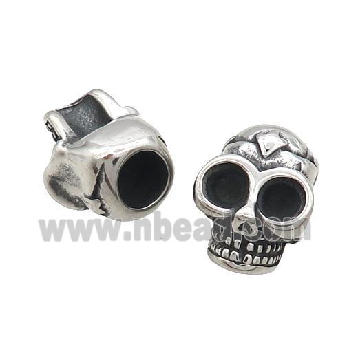 Stainless Steel Skull Beads Large Hole Antique Silver