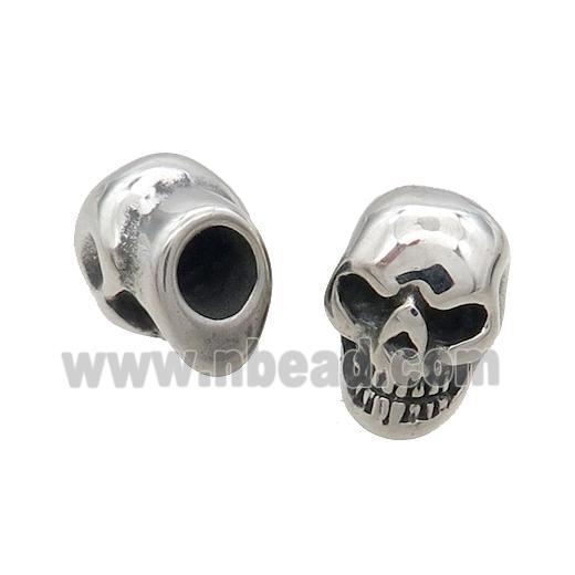 Stainless Steel CordEnd Skull Halfhole Antique Silver