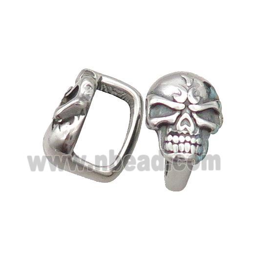 Stainless Steel Skull Beads Large Hole Antique Silver