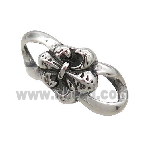 Stainless Steel Connector Fleur De Lys Antique Silver