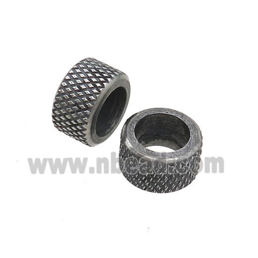 Stainless Steel Column Beads Large Hole Antique Silver