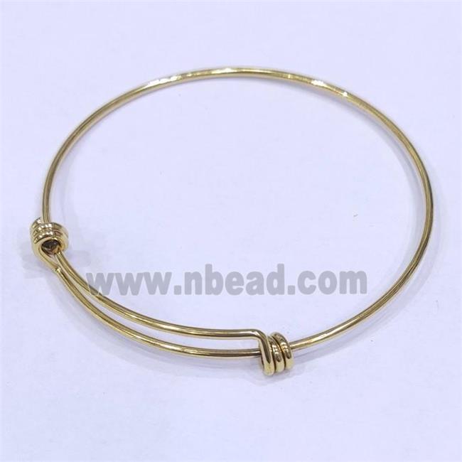 Stainless Steel Bangle Gold Plated Adjustable