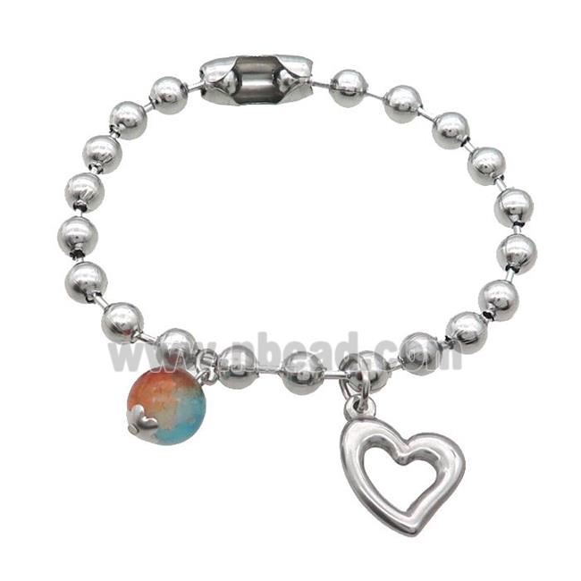 Raw Stainless Steel Bracelet Heart