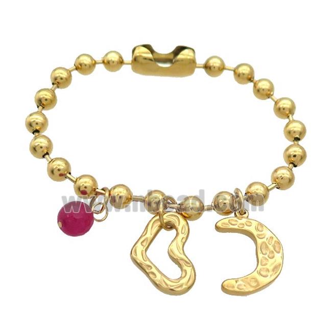 Stainless Steel Bracelet Moon Heart Gold Plated