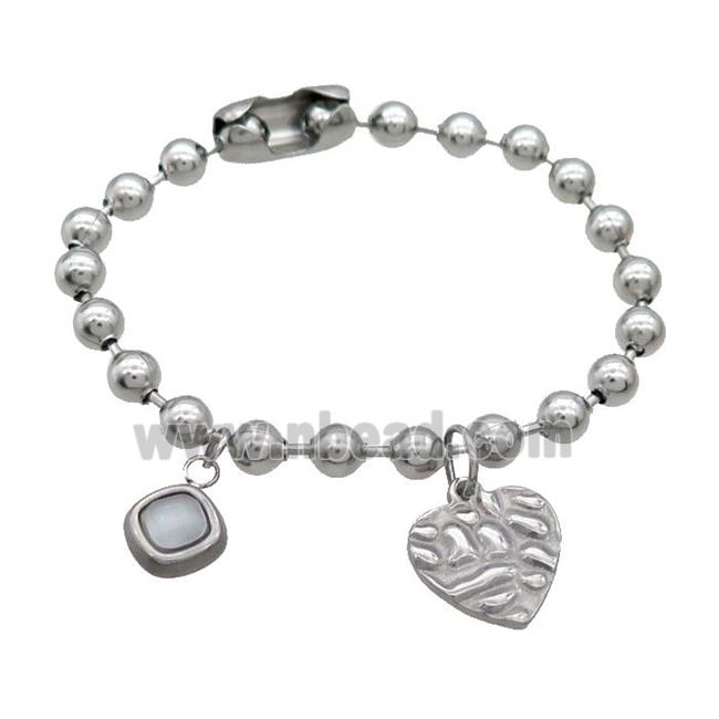 Raw Stainless Steel Bracelet Heart