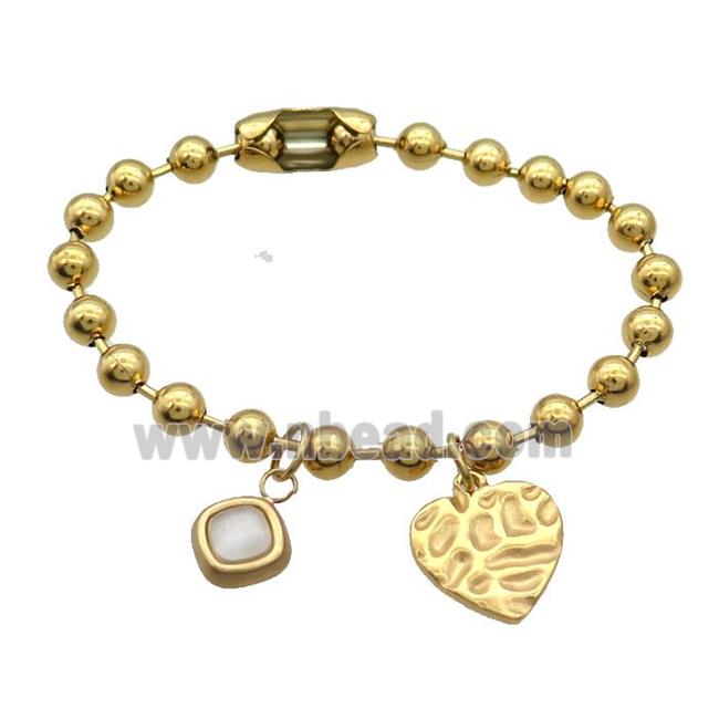 Stainless Steel Bracelet Heart Gold Plated