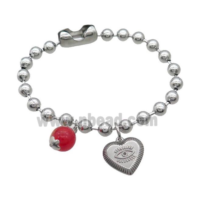 Raw Stainless Steel Bracelet Heart Eye