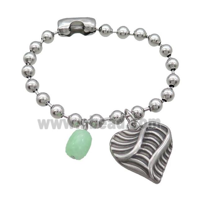 Raw Stainless Steel Bracelet Heart