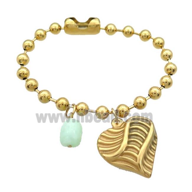 Stainless Steel Bracelet Heart Gold Plated