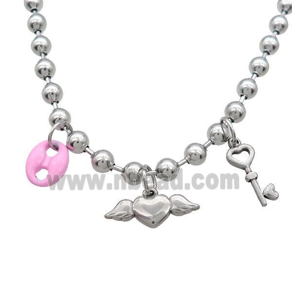 Raw Stainless Steel Necklace Key