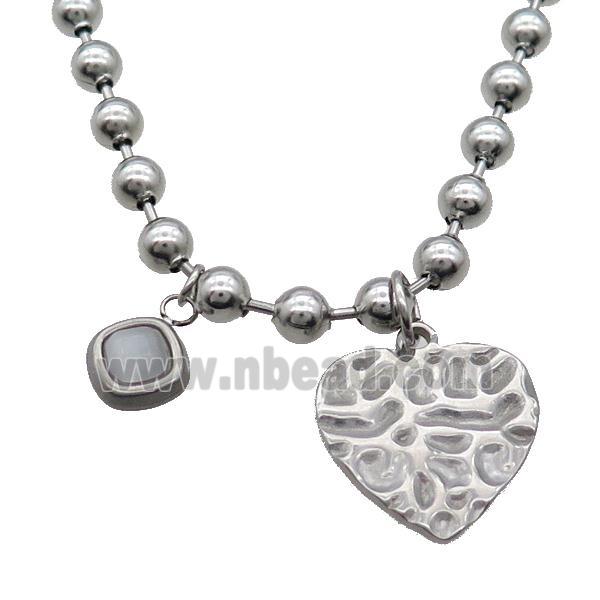 Raw Stainless Steel Necklace Heart