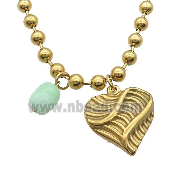 Stainless Steel Necklace Heart Gold Plated