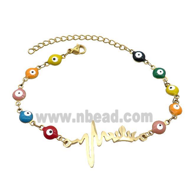 Stainless Steel Bracelets Evil Eye Multicolor Crown Gold Plated