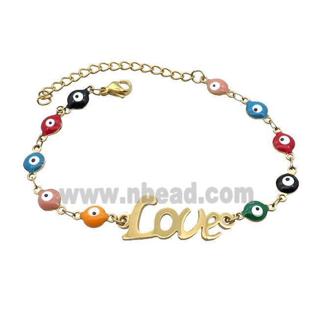 Stainless Steel Bracelets Evil Eye Multicolor LOVE Gold Plated