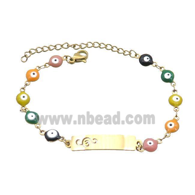 Stainless Steel Bracelets Evil Eye Multicolor Gold Plated