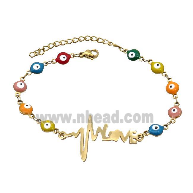 Stainless Steel Bracelets Evil Eye Multicolor LOVE Gold Plated