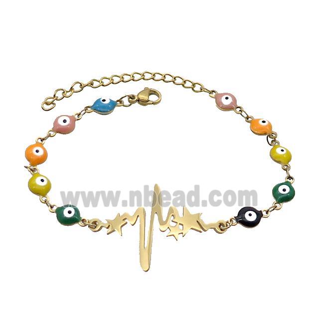 Stainless Steel Bracelets Evil Eye Multicolor Star Gold Plated