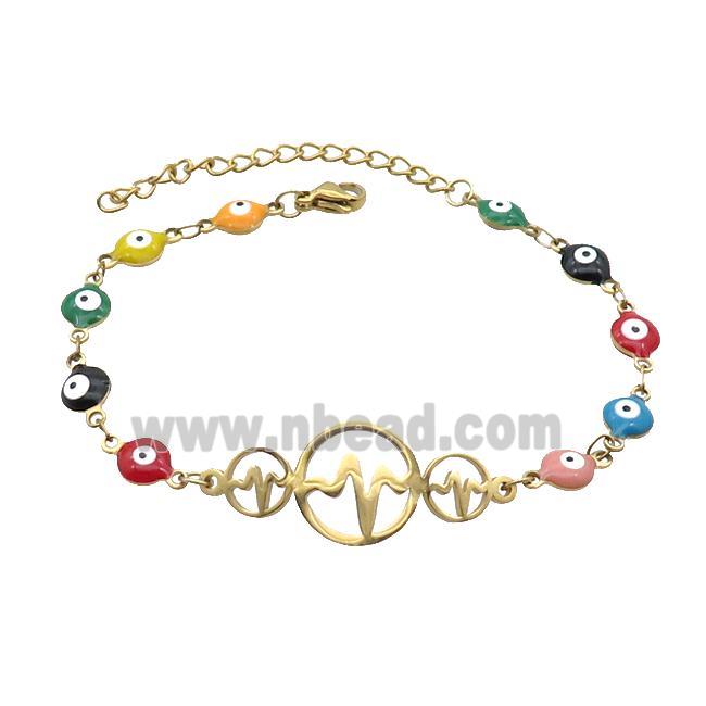 Stainless Steel Bracelets Evil Eye Multicolor Gold Plated