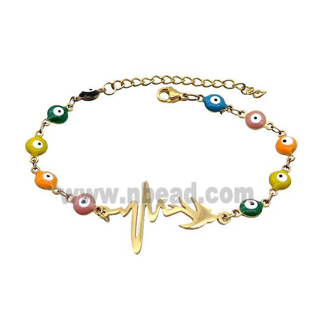 Stainless Steel Bracelets Evil Eye Multicolor Gold Plated