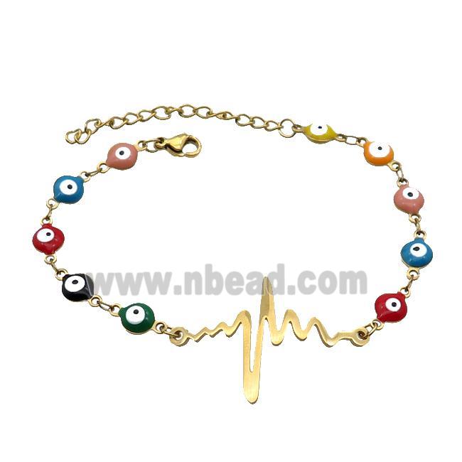 Stainless Steel Bracelets Evil Eye Multicolor Cardiogram Gold Plated