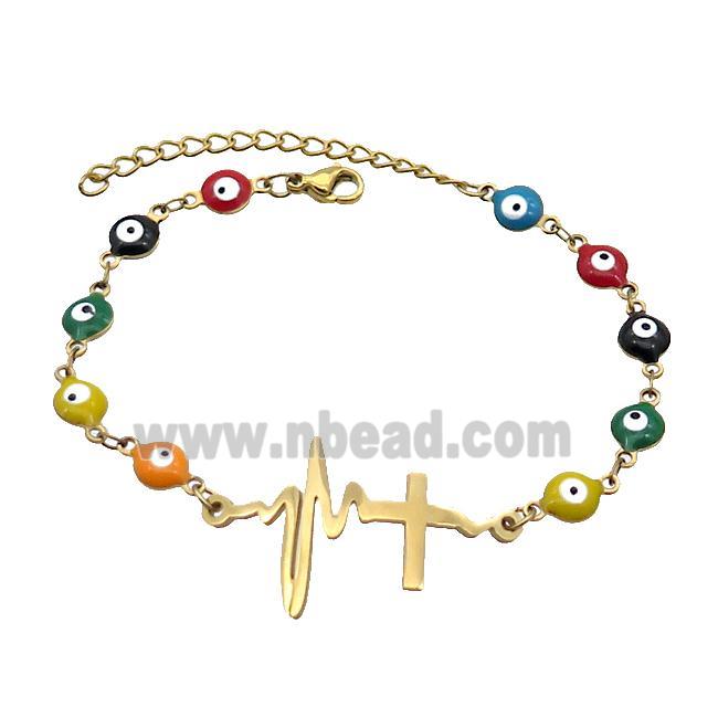 Stainless Steel Bracelets Evil Eye Multicolor Cross Gold Plated