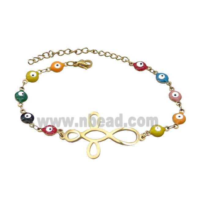 Stainless Steel Bracelets Evil Eye Multicolor Gold Plated