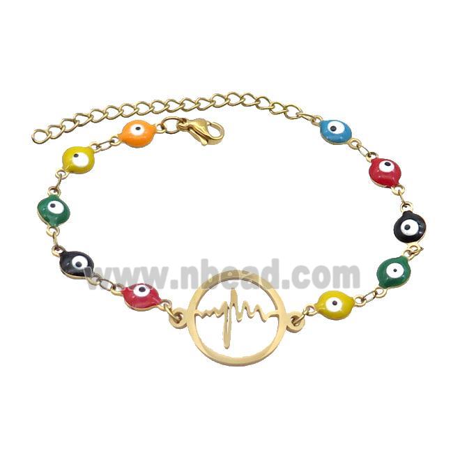 Stainless Steel Bracelets Evil Eye Multicolor Cardiogram Gold Plated