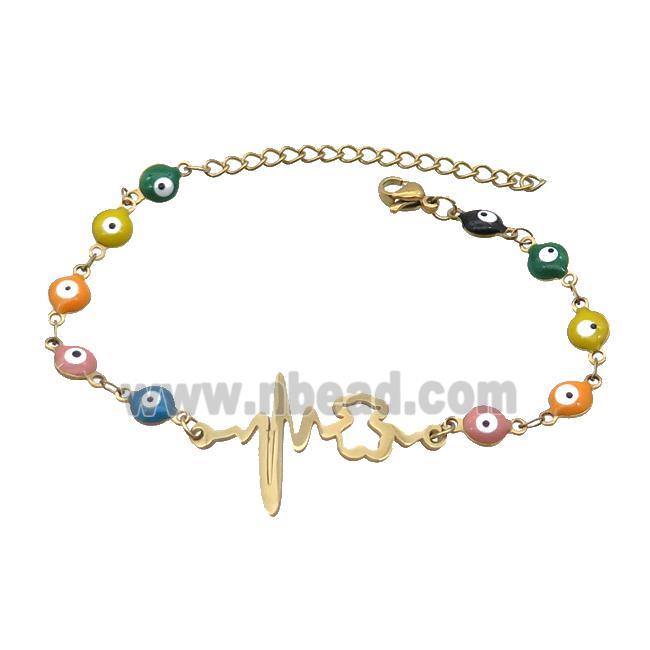 Stainless Steel Bracelets Evil Eye Multicolor Bear Gold Plated