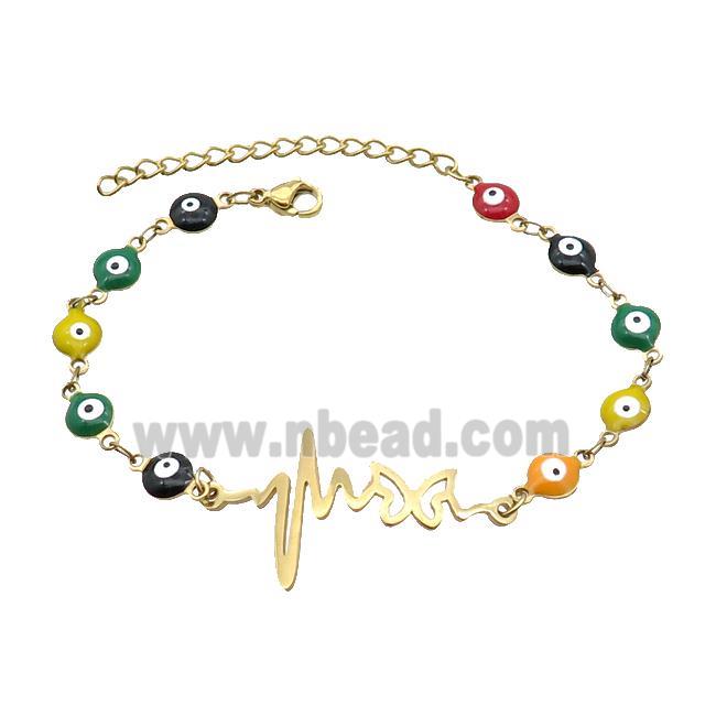 Stainless Steel Bracelets Evil Eye Multicolor Butterfly Gold Plated