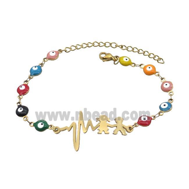 Stainless Steel Bracelets Evil Eye Multicolor Kids Gold Plated