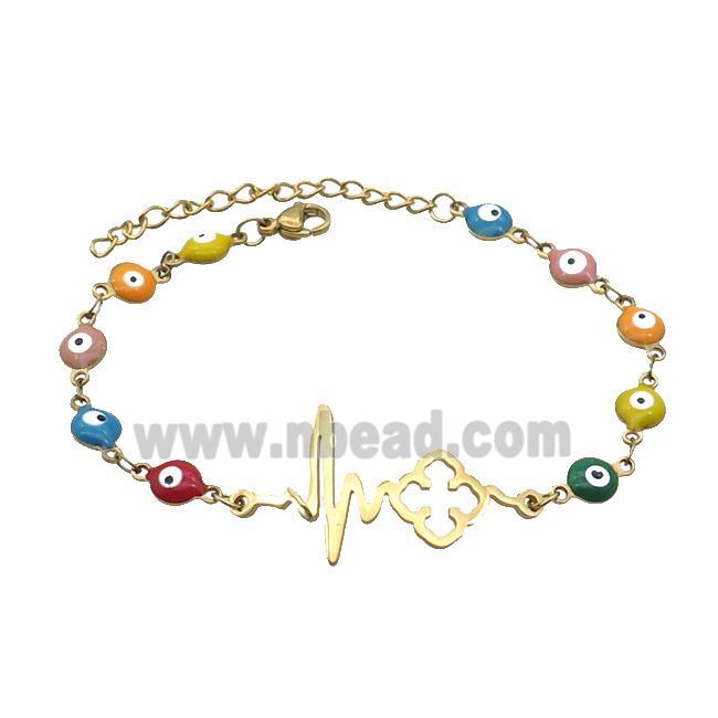 Stainless Steel Bracelets Evil Eye Multicolor Gold Plated