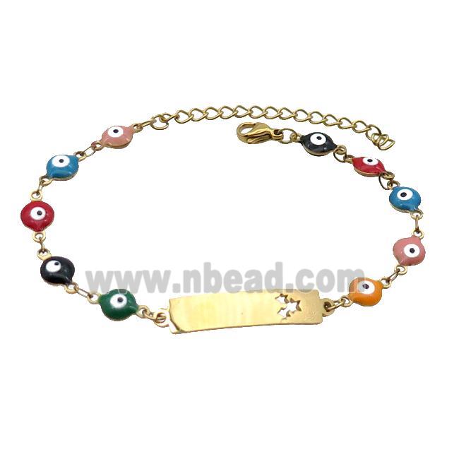 Stainless Steel Bracelets Evil Eye Multicolor Gold Plated