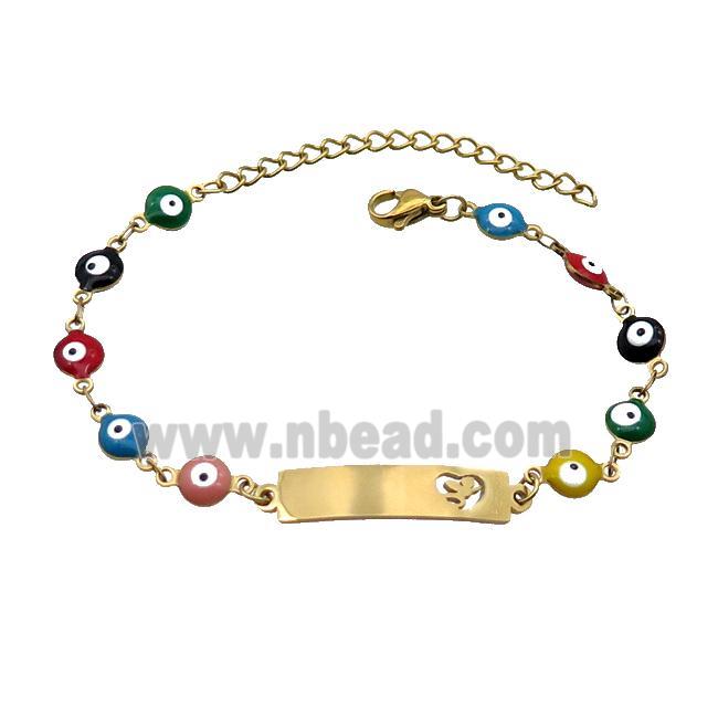 Stainless Steel Bracelets Evil Eye Multicolor Gold Plated