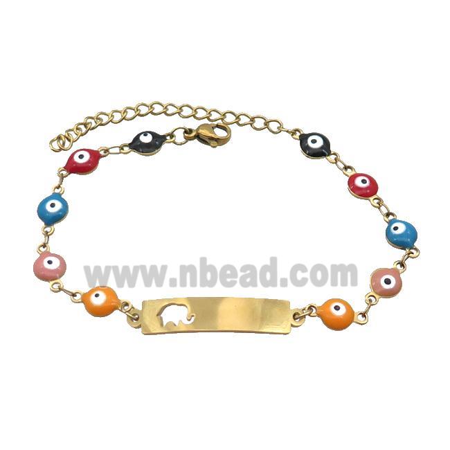 Stainless Steel Bracelets Evil Eye Multicolor Elephant Gold Plated