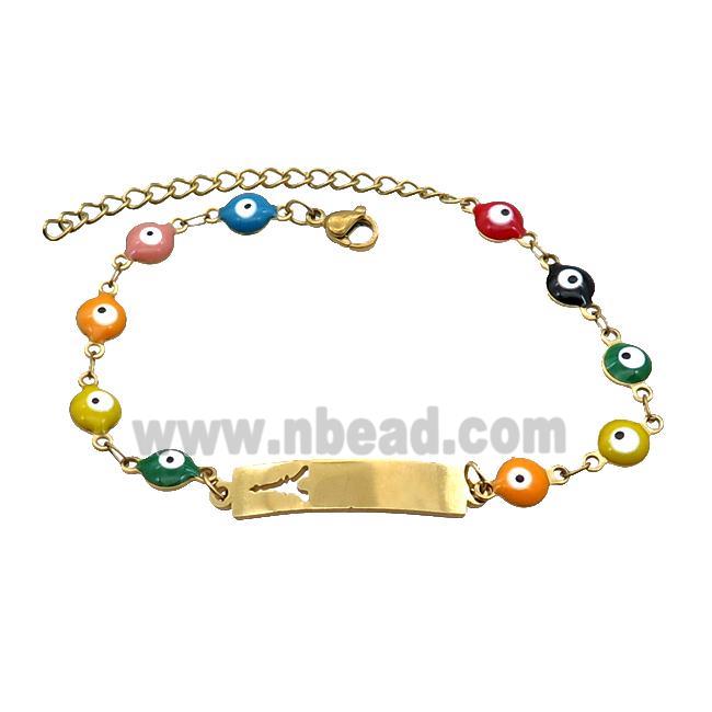 Stainless Steel Bracelets Evil Eye Multicolor Eiffel Tower Gold Plated