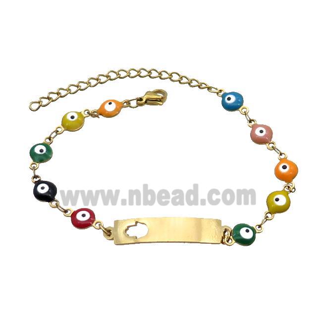 Stainless Steel Bracelets Evil Eye Multicolor Hand Gold Plated