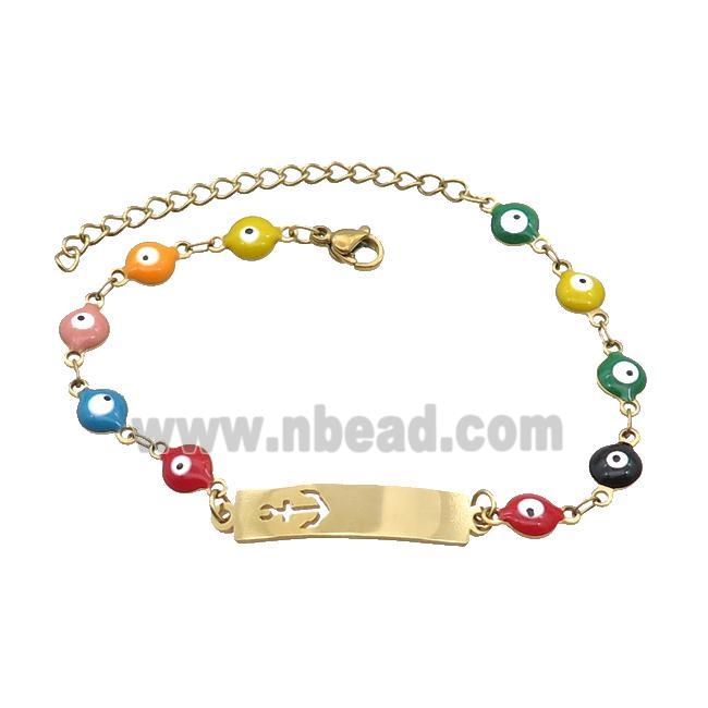 Stainless Steel Bracelets Evil Eye Multicolor Anchor Gold Plated