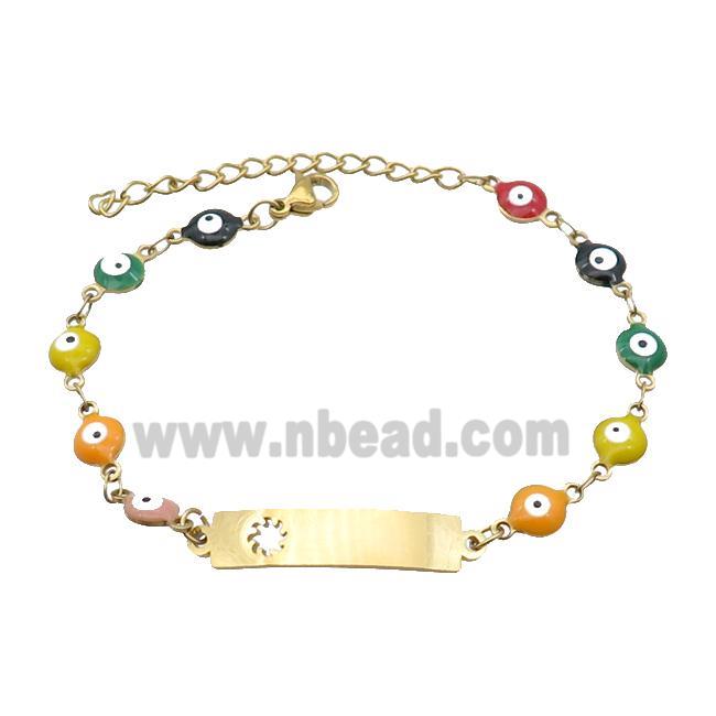 Stainless Steel Bracelets Evil Eye Multicolor Sun Gold Plated