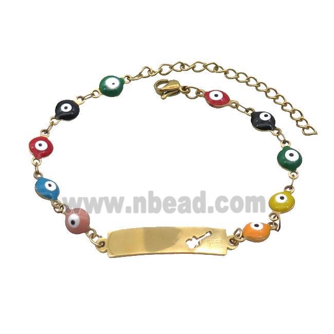 Stainless Steel Bracelets Evil Eye Multicolor Guitar Gold Plated