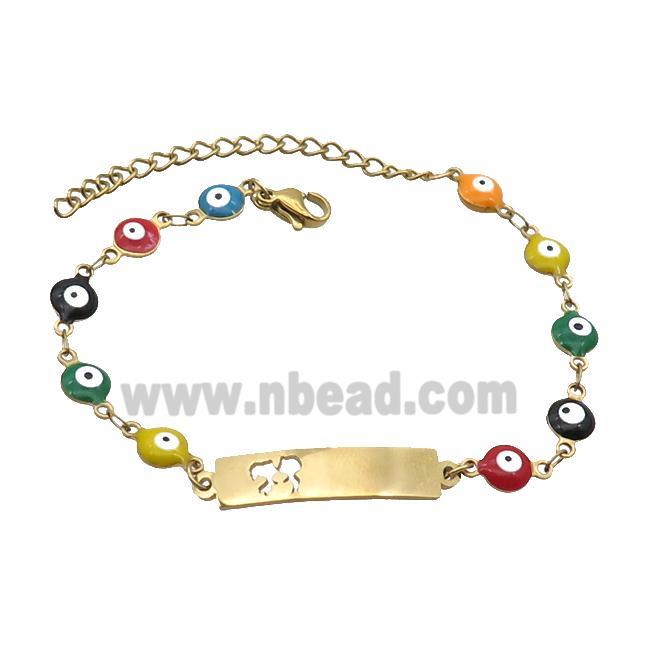 Stainless Steel Bracelets Evil Eye Multicolor Gold Plated