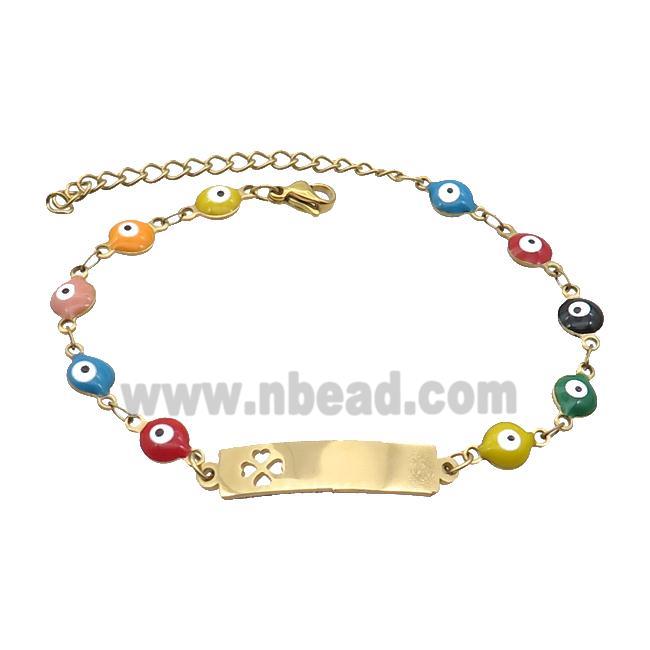 Stainless Steel Bracelets Evil Eye Multicolor Gold Plated