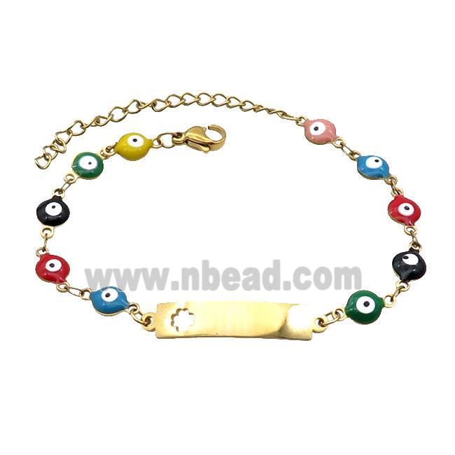 Stainless Steel Bracelets Evil Eye Multicolor Gold Plated