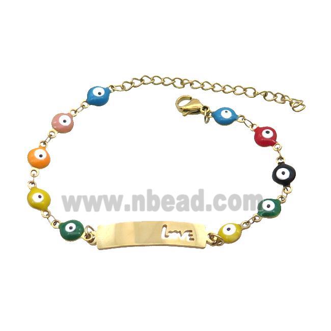 Stainless Steel Bracelets Evil Eye Multicolor Gold Plated