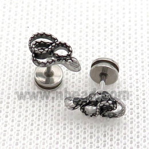 Raw Stainless Steel Stud Earrings Snake