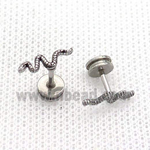 Raw Stainless Steel Stud Earrings Snake