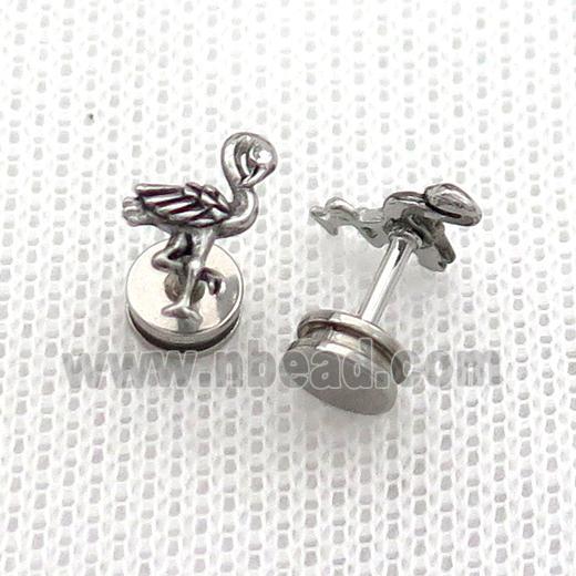 Raw Stainless Steel Stud Earrings Crane