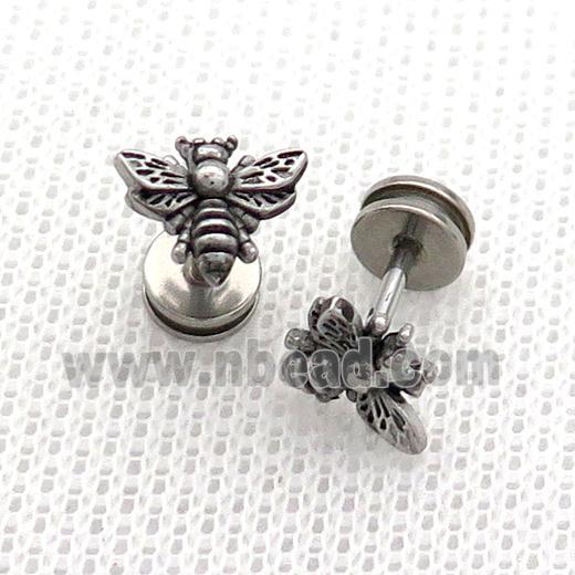 Raw Stainless Steel Stud Earrings Honeybee