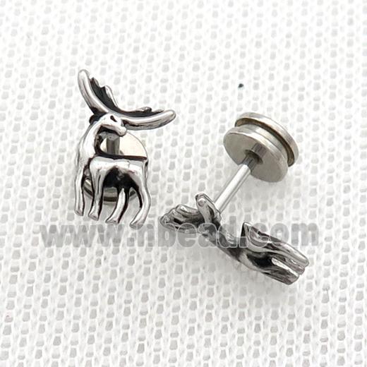 Raw Stainless Steel Stud Earrings Deer